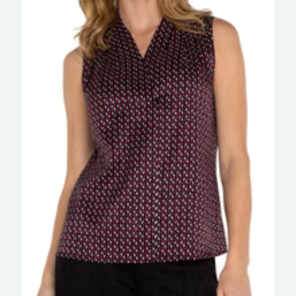 Liverpool Red and Black Sleeveless Fitted Blouse